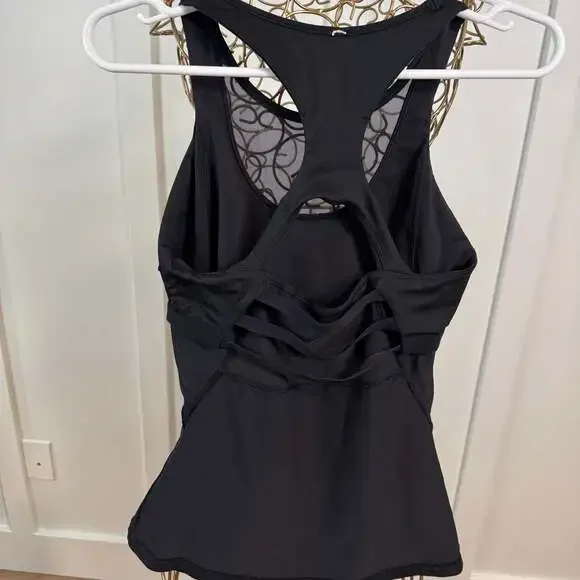 Lululemon Goal Crusher Tank Top Black Luxtreme Lycra Mesh Lace Racerback - Picture 3 of 5